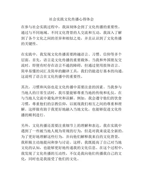 社会实践文化传播心得体会