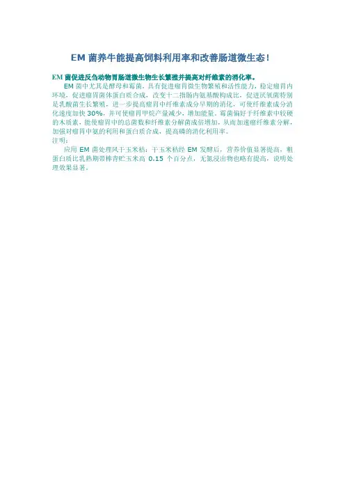 EM菌养牛能提高饲料利用率和改善肠道微生态!