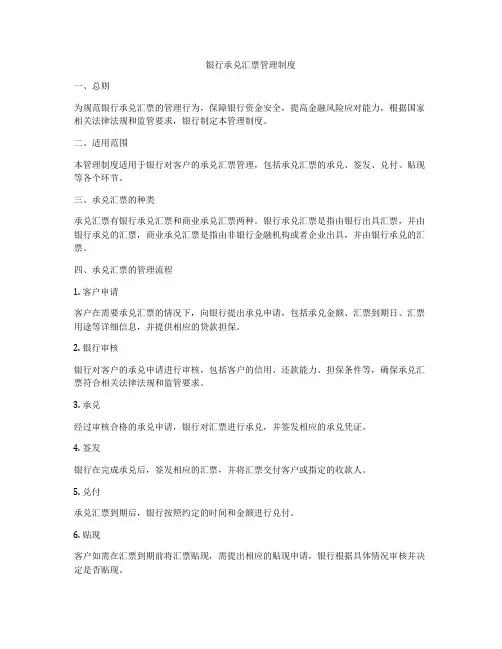 银行承兑汇票管理制度