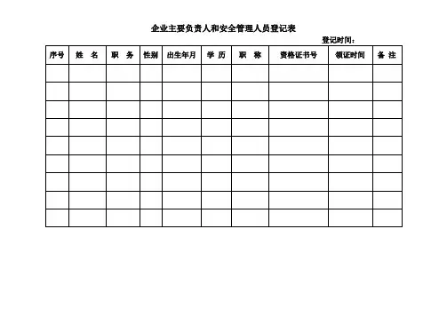 主要负责人、安全员、特种人员登记台账