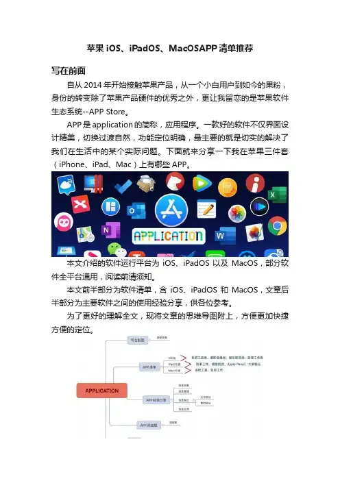 苹果iOS、iPadOS、MacOSAPP清单推荐