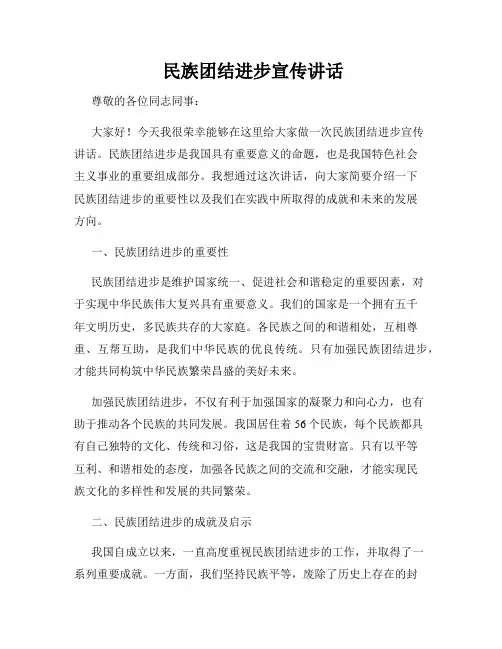  民族团结进步宣传讲话