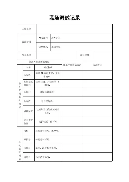 现场调试记录