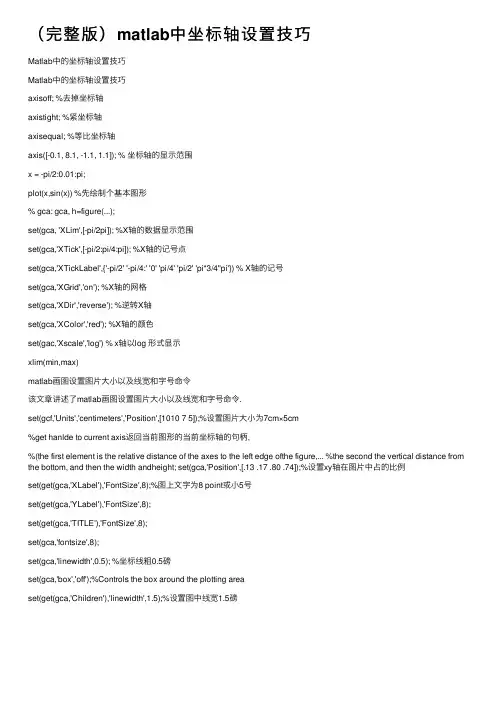（完整版）matlab中坐标轴设置技巧