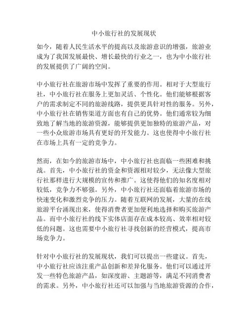 中小旅行社的发展现状