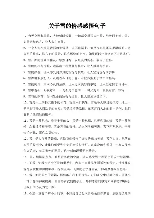 关于雪的情感感悟句子