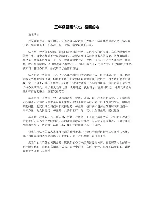 五年级温暖作文：温暖的心