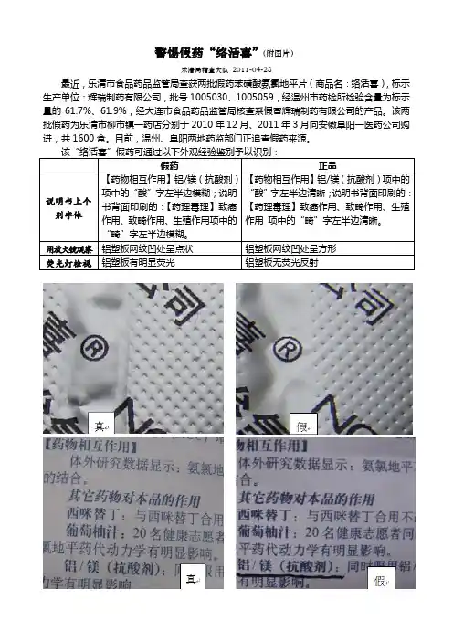 假药“络活喜”的辨别 - 乐清市食品药品信息网