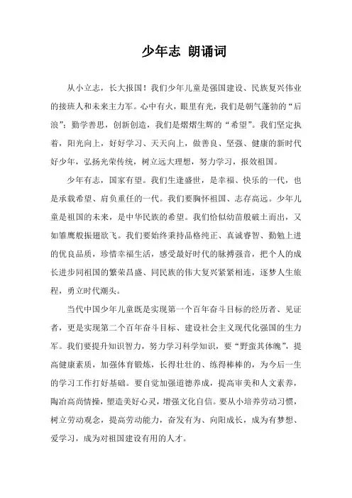 少年志 朗诵词