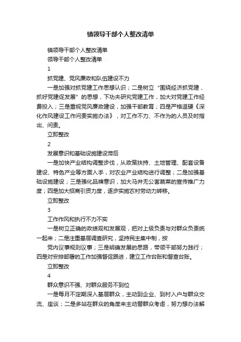 镇领导干部个人整改清单