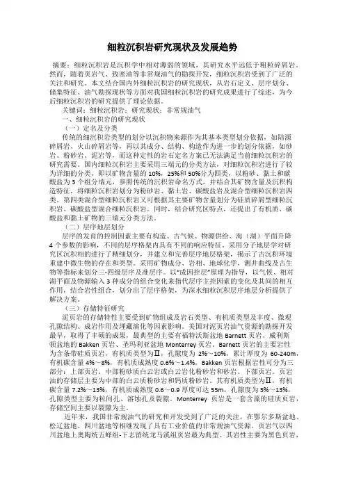 细粒沉积岩研究现状及发展趋势