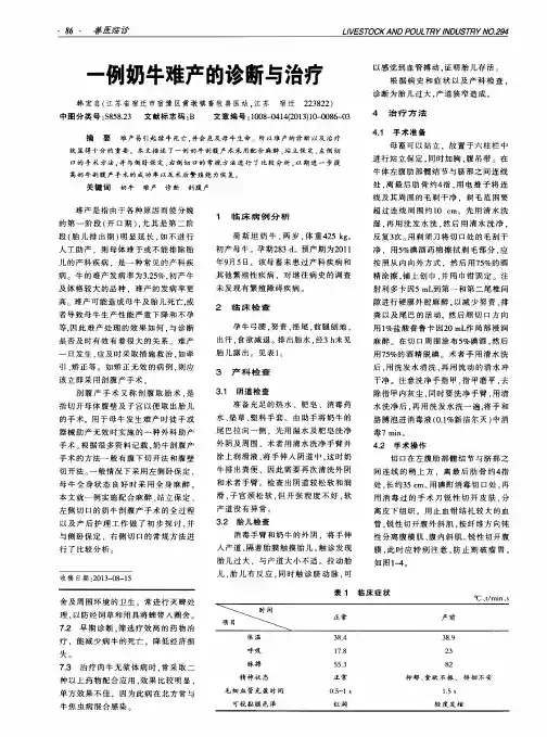 一例奶牛难产的诊断与治疗