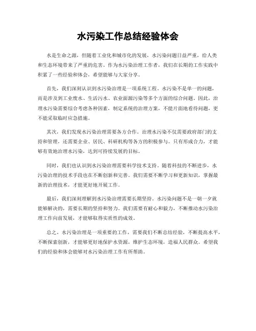 水污染工作总结经验体会