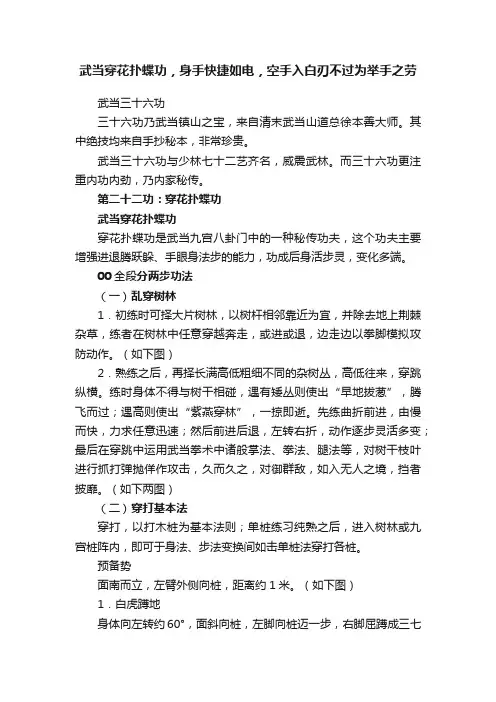 武当穿花扑蝶功，身手快捷如电，空手入白刃不过为举手之劳