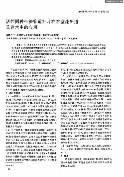 活性同种带瓣管道补片在右室流出道重建术中的应用