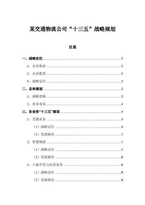 管理模板：某交通物流公司“十三五”战略规划