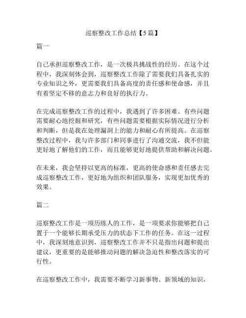 巡察整改工作总结【5篇】