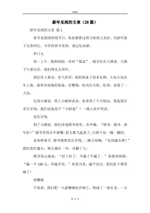 新年见闻的文章(28篇)