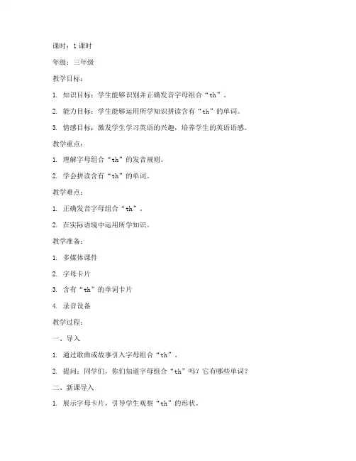小学英语自然拼读教案模板