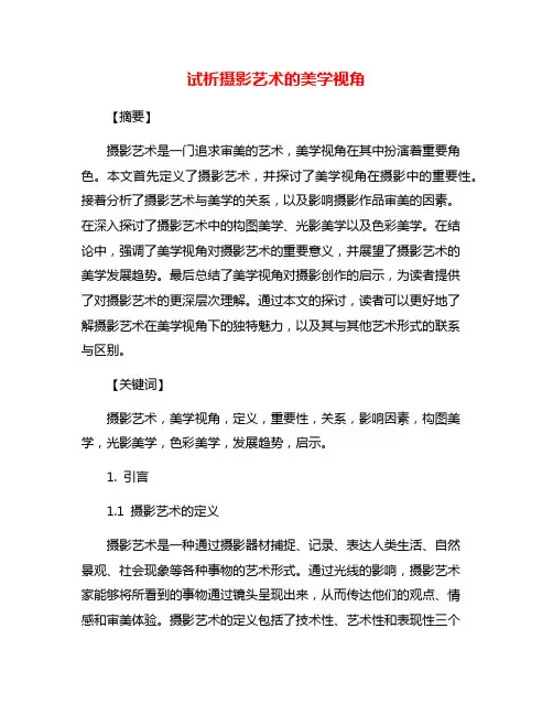 试析摄影艺术的美学视角