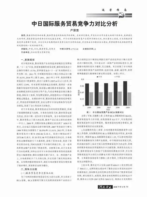 中日国际服务贸易竞争力对比分析