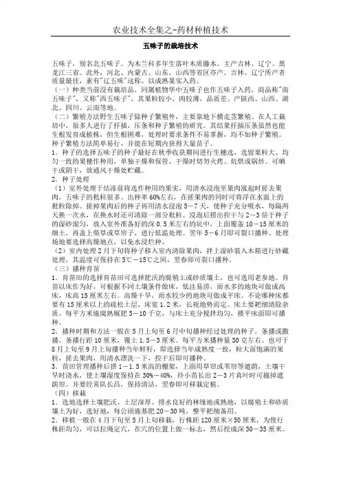 五味子的栽培技术