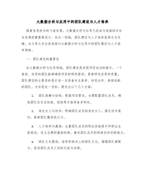 大数据分析与应用中的团队建设与人才培养