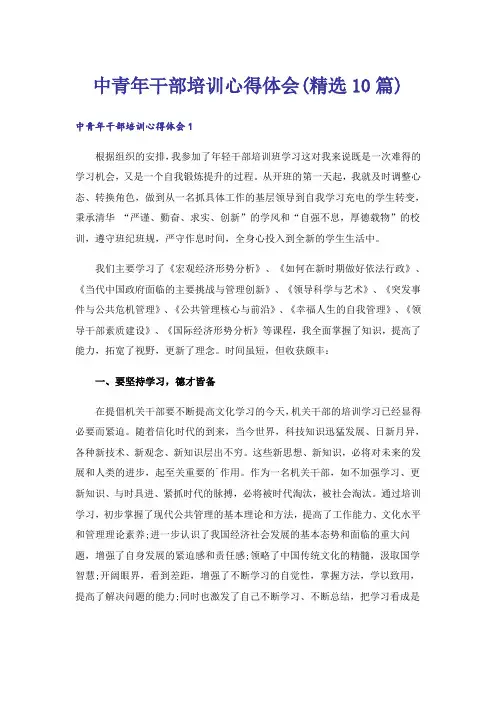 中青年干部培训心得体会(精选10篇)
