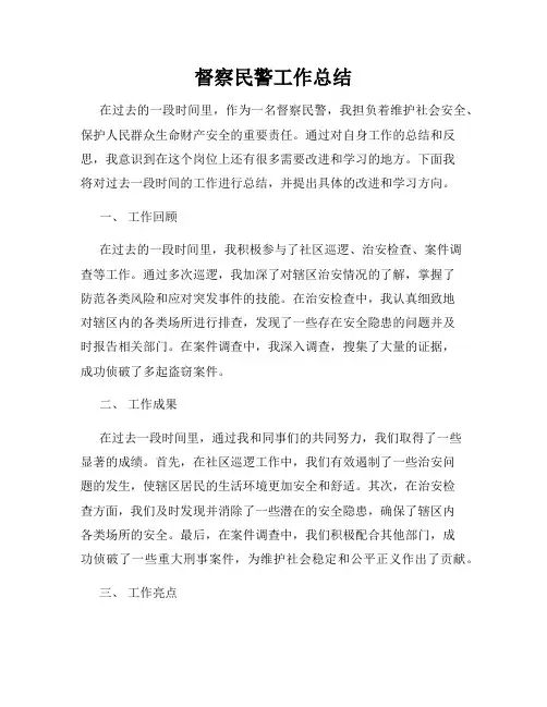 督察民警工作总结