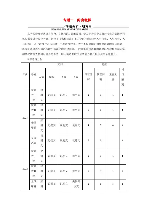 2024版高考英语二轮总复习第2部分阅读能力突破篇专题1阅读理解第1讲题型破解__细节理解题考点