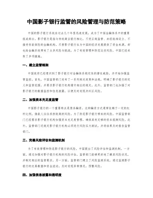 中国影子银行监管的风险管理与防范策略