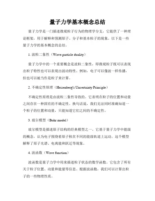 量子力学基本概念总结