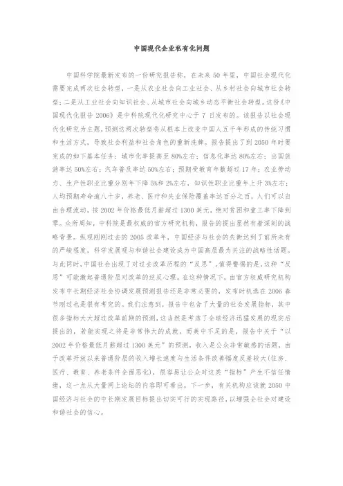 中国现代企业私有化问题