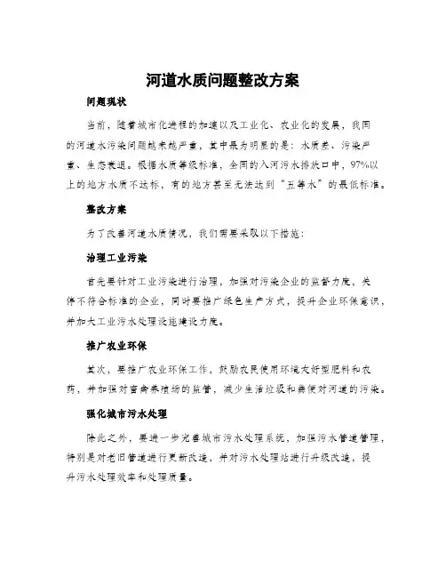 河道水质问题整改方案