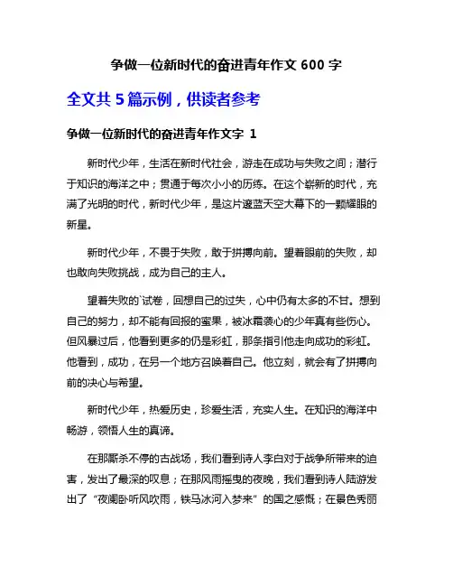 争做一位新时代的奋进青年作文600字