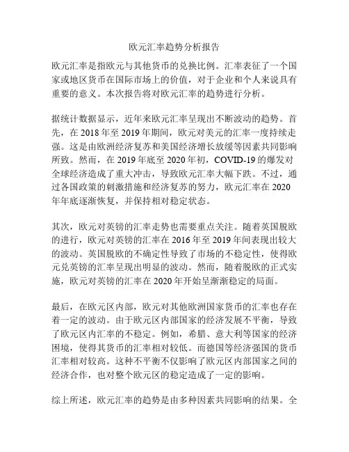 欧元汇率趋势分析报告