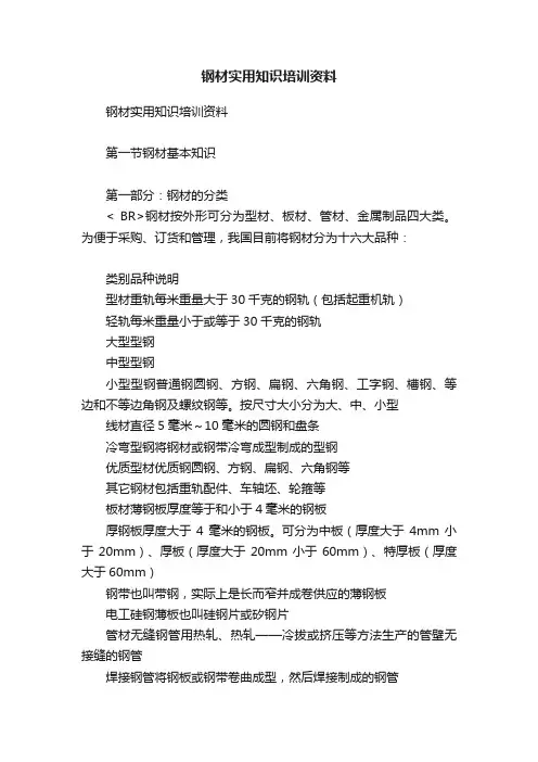 钢材实用知识培训资料