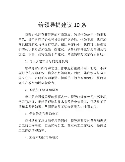 给领导提建议10条
