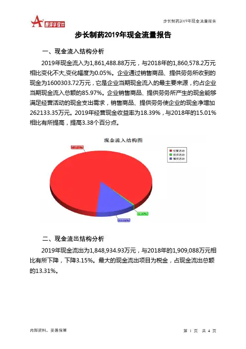 步长制药2019年现金流量报告