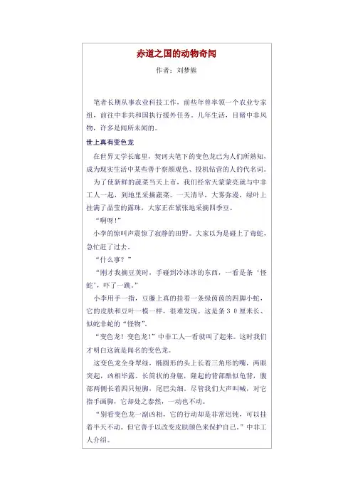 赤道之国的动物奇闻