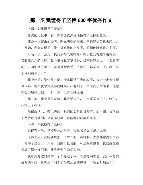 那一刻我懂得了坚持600字优秀作文