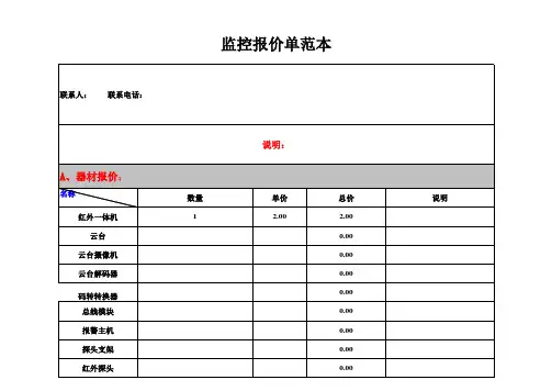 监控报价单范本模版