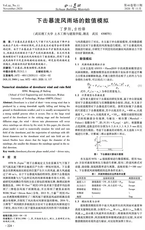 下击暴流风雨场的数值模拟