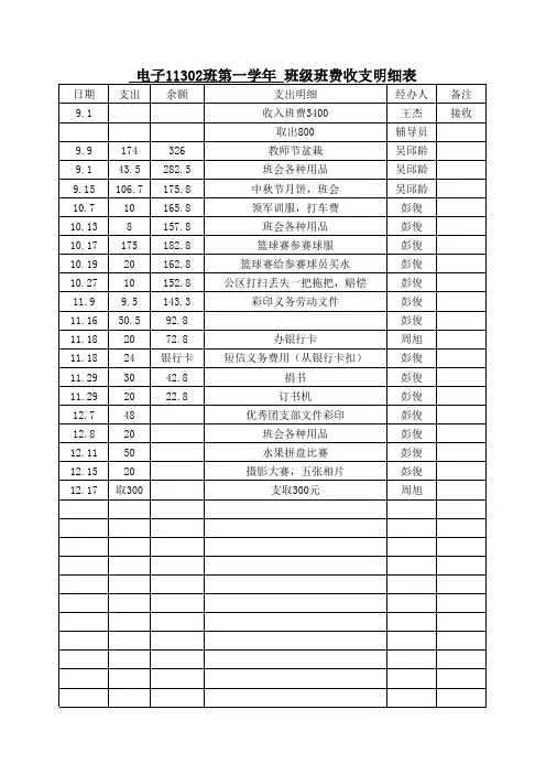 班费支出明细表