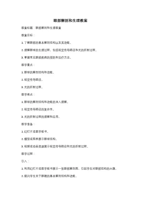 眼部解剖和生理教案
