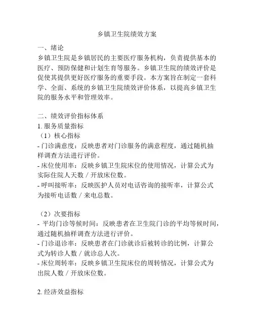乡镇卫生院绩效方案