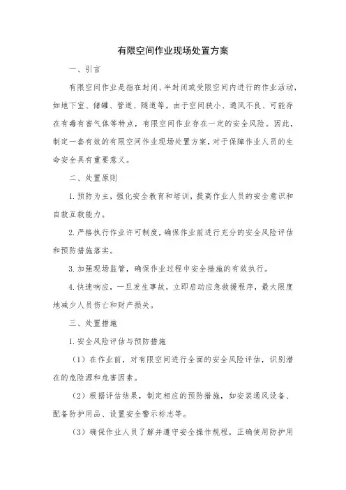 有限空间作业现场处置方案