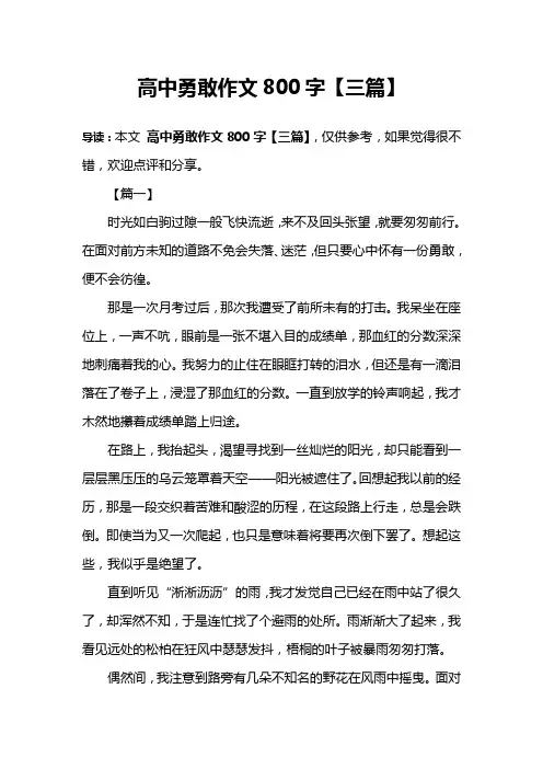 高中勇敢作文800字【三篇】