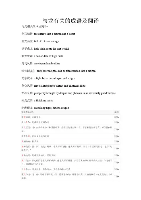 与龙有关的成语及翻译
