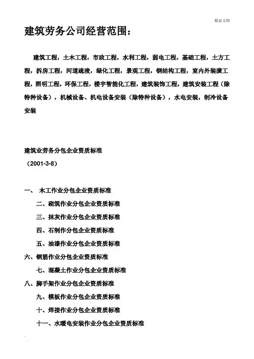 建筑劳务公司经营范围24459模版